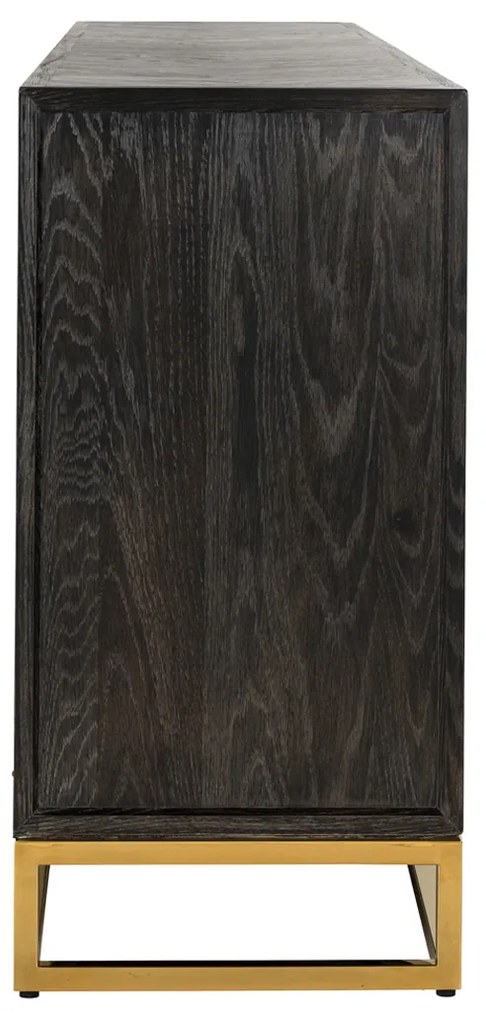 Richmond Interiors Blackbone Gold Groot Dressoir Zwarte Visgraat Met Goud - 225x45x90cm.