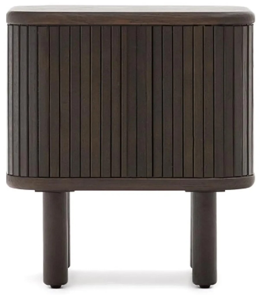 Kave Home Mailen Nachtkastje Met Latjes Donker Bruin Hout - 50x40x55cm.