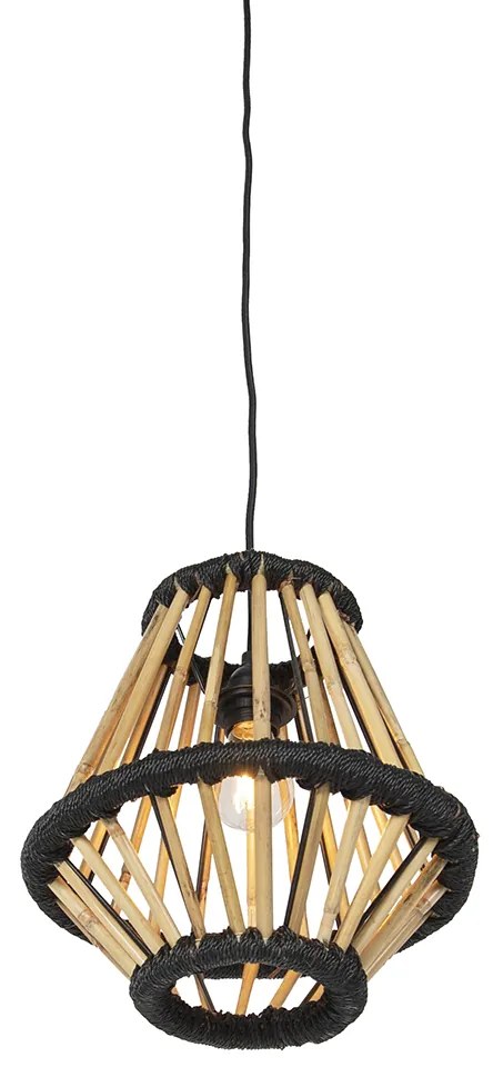 Oosterse hanglamp bamboe met zwart 32 cm - Evalin