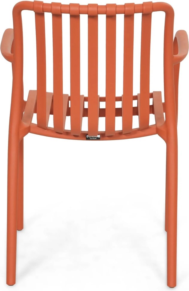 Tuinset Ronde Tuintafel 6 personen 160 cm Kunststof Oranje Domani Furniture Alba/Sand