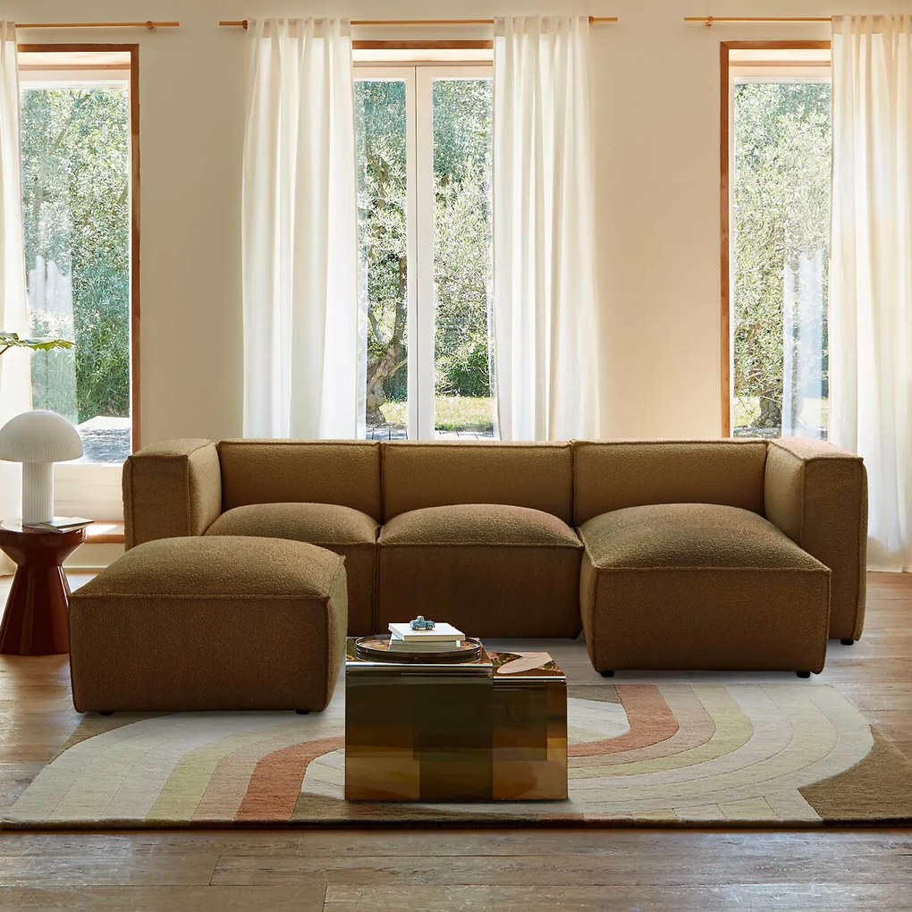 Hoekelement voor modulaire bank, in vintage ribfluweel, Seven