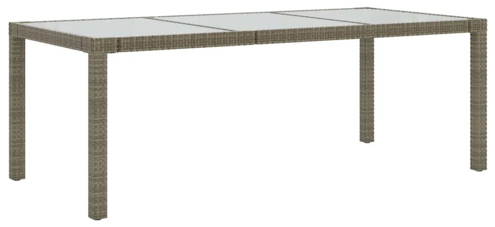 vidaXL Tuintafel 190x90x75 cm gehard glas en poly rattan grijs