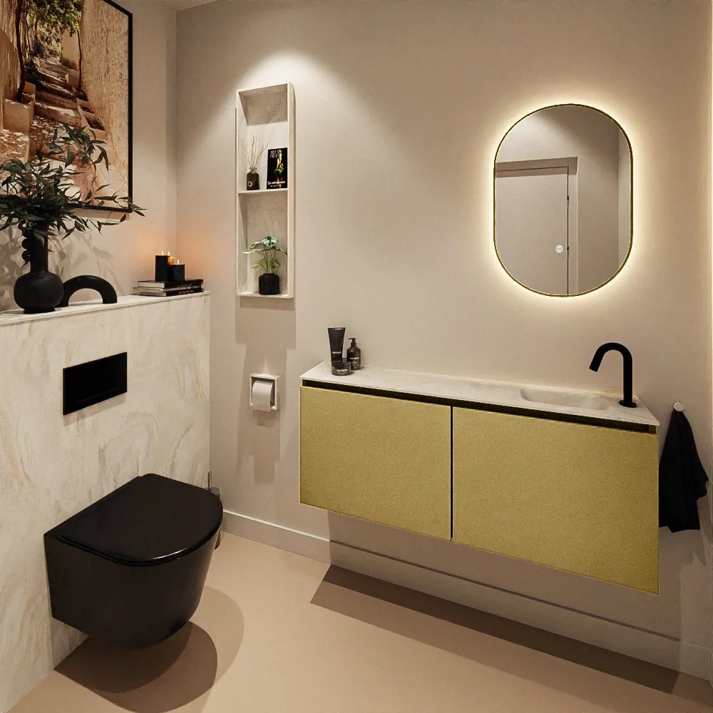 Mondiaz Ture DLux toiletmeubel 120cm oro met wastafel ostra rechts met kraangat