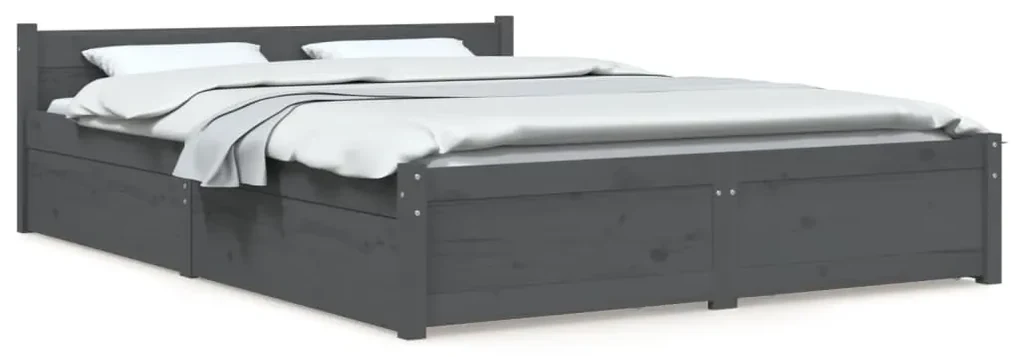 vidaXL Bedframe met lades grijs 120x200 cm