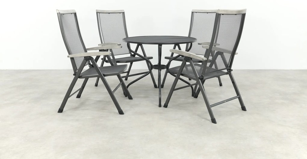 Balero ronde verstelbare bistroset strekmetaal Ø90 cm. - Antraciet