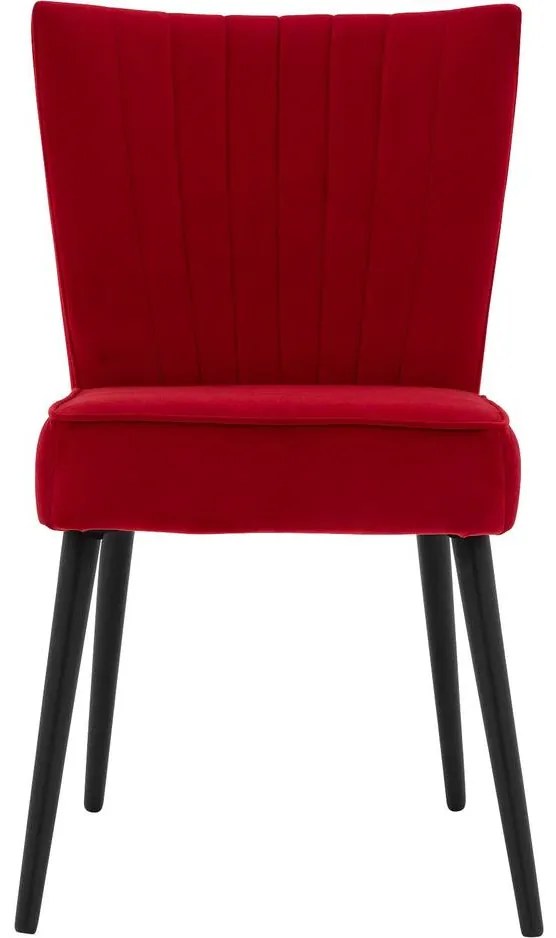 Goossens Eetkamerstoel Rob rood velvet stof leuning, urban industrieel