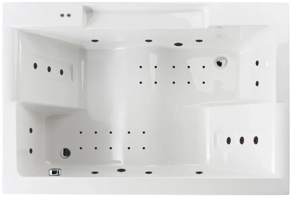 Lambini Designs Puglia bubbelbad 180x120cm elektronisch met 6+4+2 hydrojets en 12 aerojets zwart