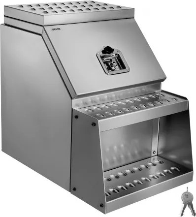 VEVOR zadeltas opstapkist, 457x695x645 mm, gereedschapskist aan de zijkant, opbergkist voor zadeltas met T-handgreep, slot en sleutels voor vrachtwagen, dieplader