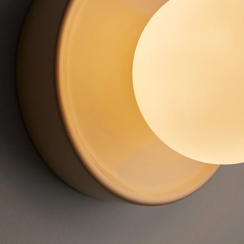 Wand- of plafondlamp, rond, keramiek en opaline glas, diameter 16,8 cm, HOLI