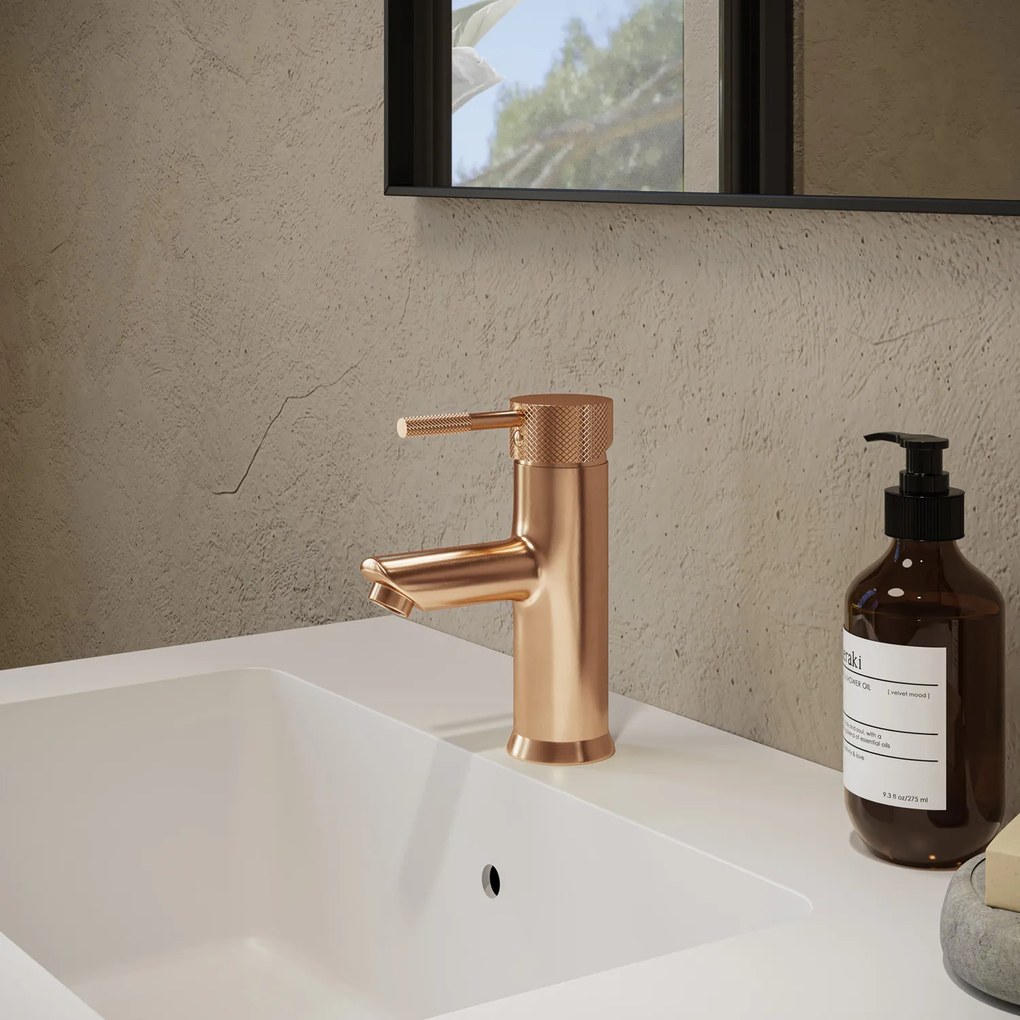 Saniclear Copper Curved wastafelkraan geborsteld koper