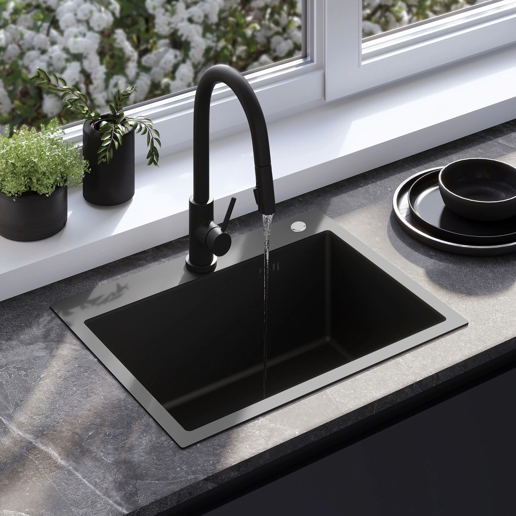 Stalen spoelbak Liam Black