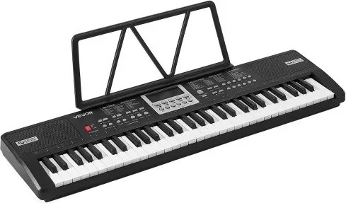 VEVOR Digitale Piano met 61 toetsen, semi-gewogen, elektrisch keyboard voor beginners en muziekliefhebbers, 100 geluiden en ritmes, met HiFi stereoluidsprekers, lessenaar en USB/MIDI-aansluiting.