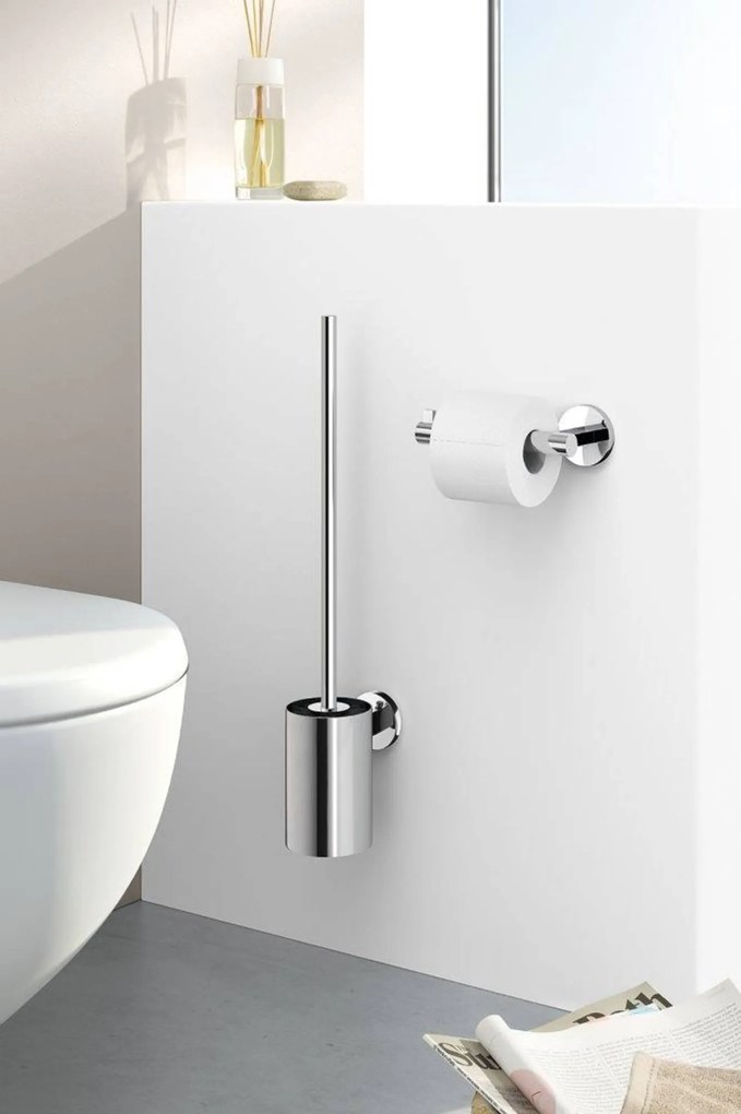 ZACK Scala toiletborstel met wandhouder glans RVS