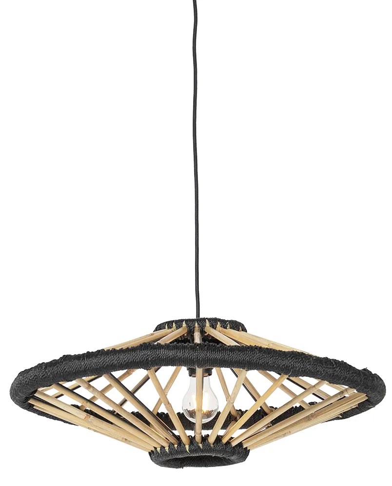 Oosterse hanglamp bamboe met zwart 60 cm - Evalin