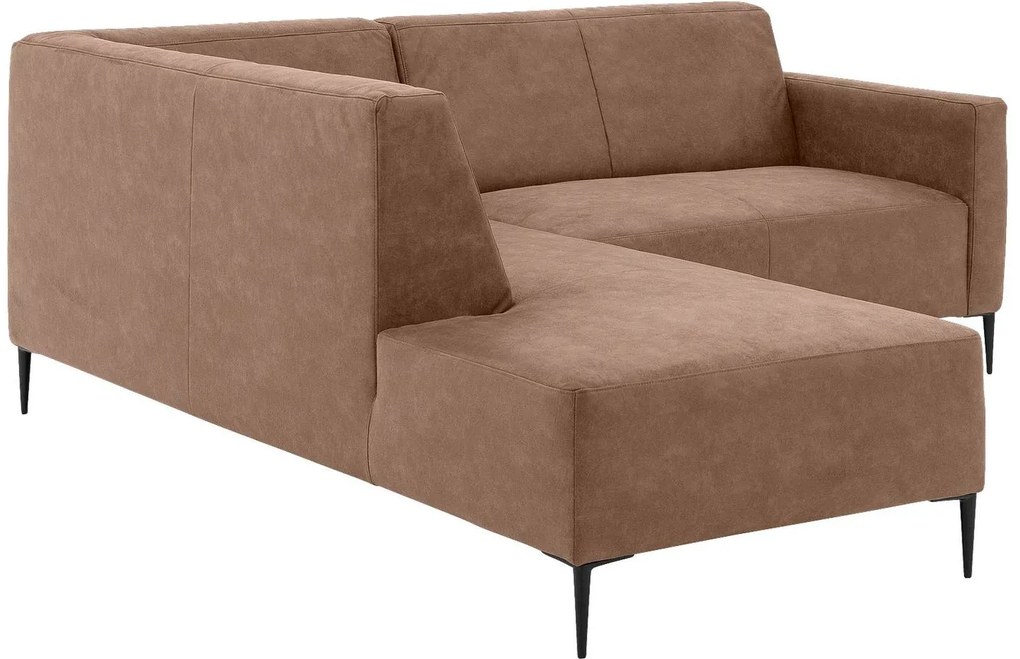 Goossens  Key West bruin, micro leer, 2-zits, modern design met ligelement links