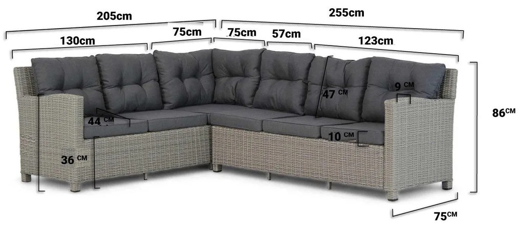 Loungeset Wicker Grijs 6 personen Domani Furniture Seaton