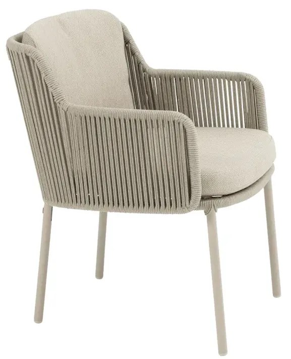 4 Seasons Outdoor Bernini tuinset latte met Prado tafel met keramisch blad Ø 130 cm Tuinset beige weerbestendig