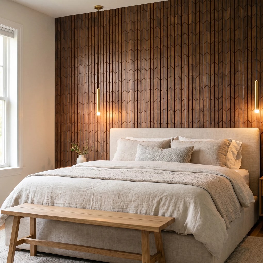 Decoratief Houten Wandpaneel | Crimson Smoked Brown | 60×60 cm | Amerikaans Notenhout