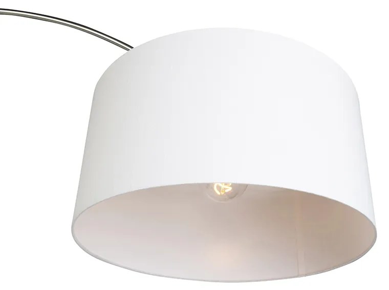 Booglamp staal stoffen kap wit 50/50/25 verstelbaar - XL Modern E27 Binnenverlichting Lamp