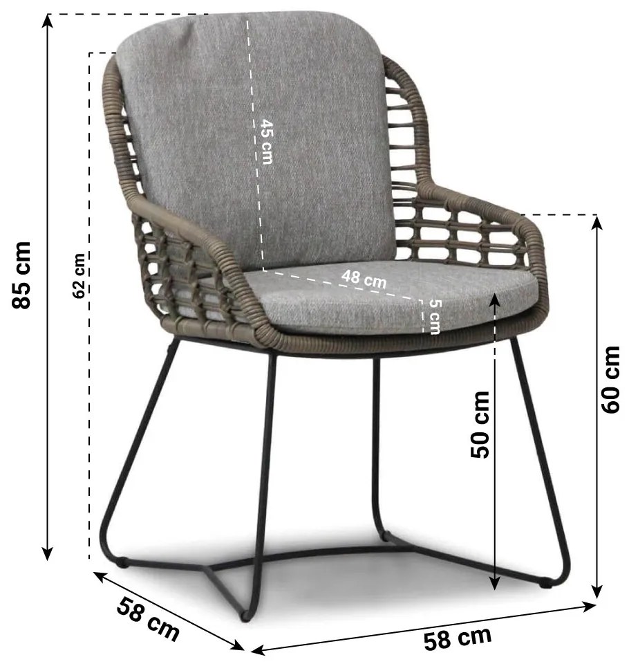 Tuinset Rond 4 personen  Wicker/Teak Taupe  4 Seasons Outdoor Seasons