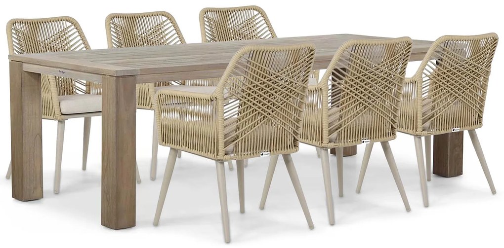 Tuinset 6 personen 240 cm Aluminium/wicker Taupe Coco Vedra/Brighton