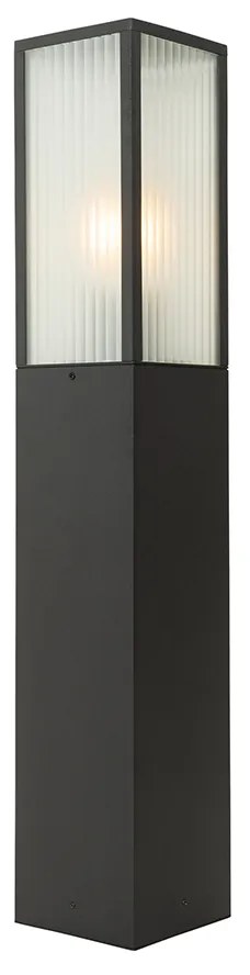 Staande buitenlamp zwart met ribbel glas 80 cm IP44 - Charlois