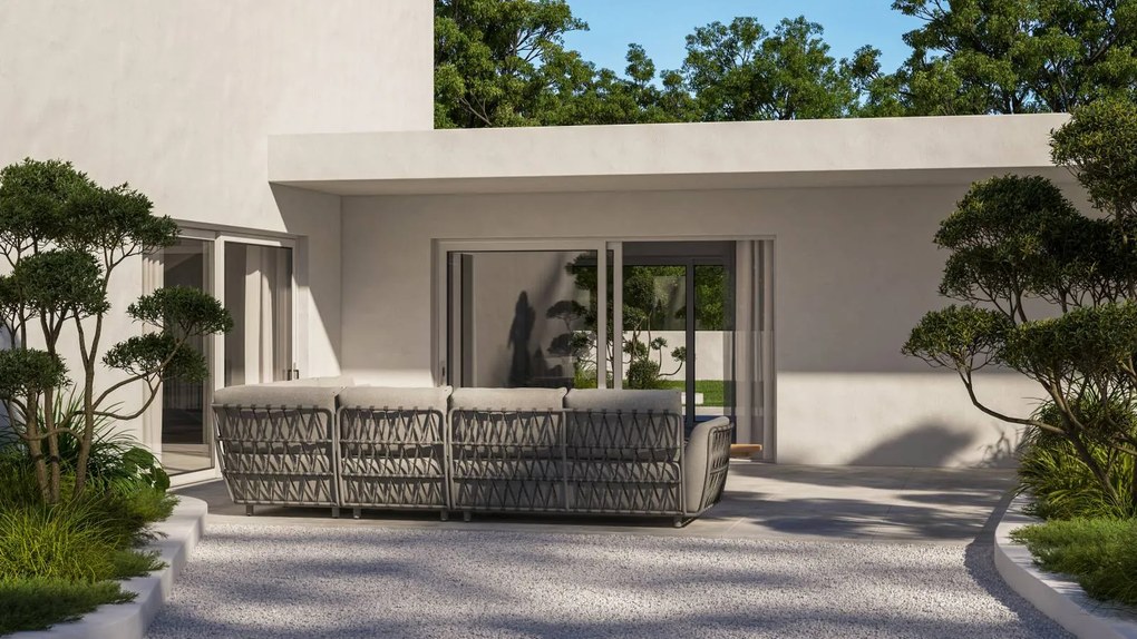 4 Seasons Outdoor Evolve hoekbank XL met Plato tafel(s) SALE Loungebank   antraciet weerbestendig