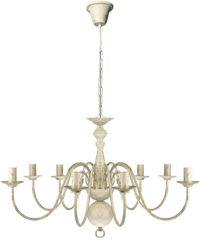 vidaXL Kroonluchter wit metaal 8 x E14 lampen
