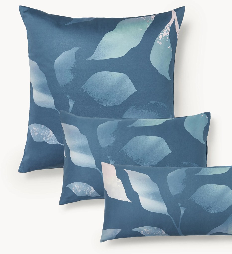 Katoensatijnen kussenhoes Marino met bloemenprint