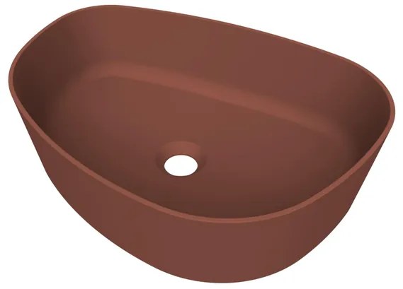 Arcqua Rocker waskom - opbouw - organisch links - 50x37cm - mat terracotta WAS753065