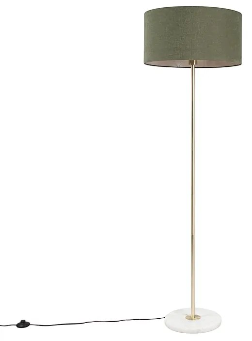 Vloerlamp messing met groene kap 50 cm - Kaso