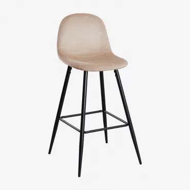 Set Van 2 Hoge Krukken Van Glamm-fluweel Zwart & Bruin - Tarwe & ↑75 Cm - Sklum
