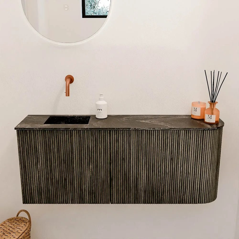 Mondiaz Joya DLux 100cm toiletmeubel ronding rechts shadow met wastafel faye links zonder kraangat lava