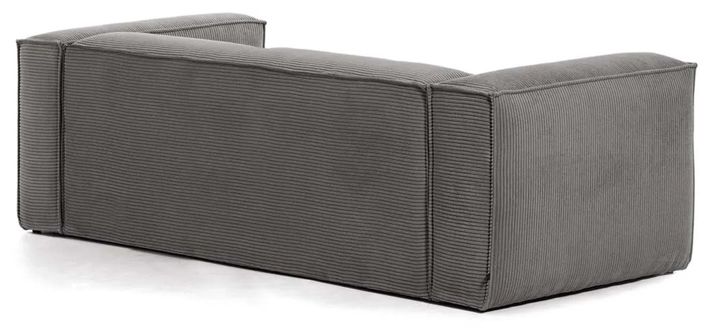 Kave Home Blok Kleine Hoekbank 240 Cm Ribstof Grijs Chaise Longue Rechts