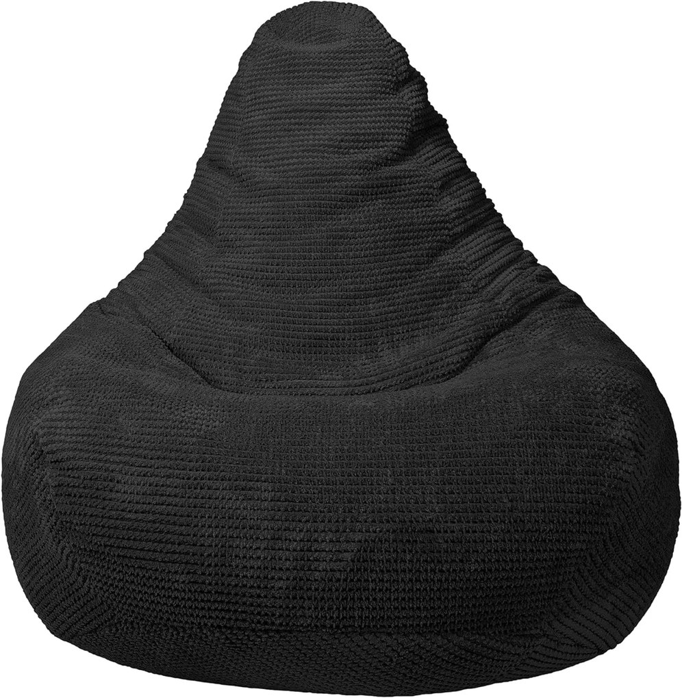 Highback Zitzak Stoel incl. Poef Corduroy Stof - Black