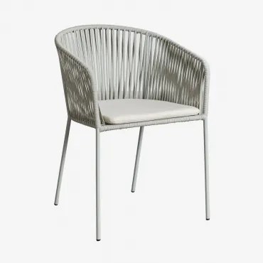 Set Van 2 Tuinstoelen Met Armleuningen Van Ijzer En Gevlochten Touw Jocelyn Groen – Khaki - Sklum