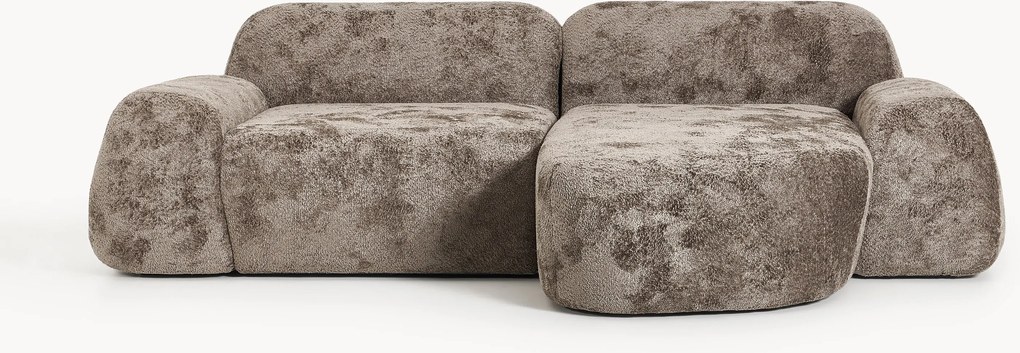 Modulaire teddy-bouclé hoekbank Wolke (3-zits)