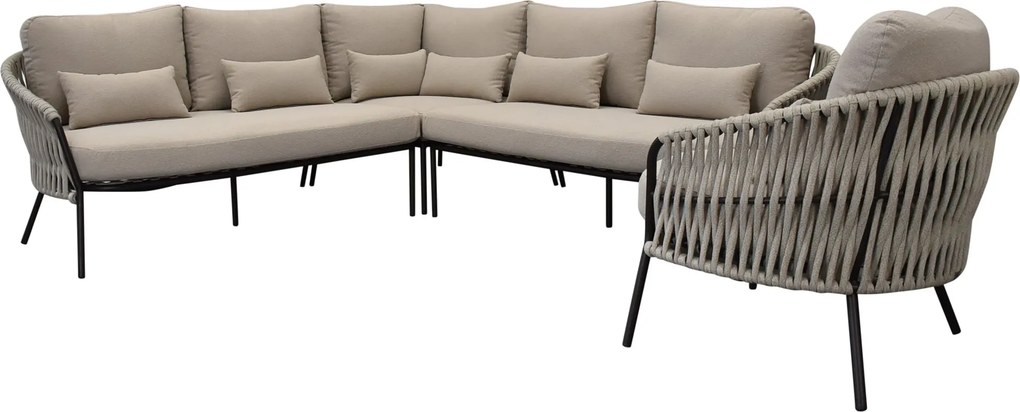 Sarenza hoek loungeset 4 delige zand rope terre frame
