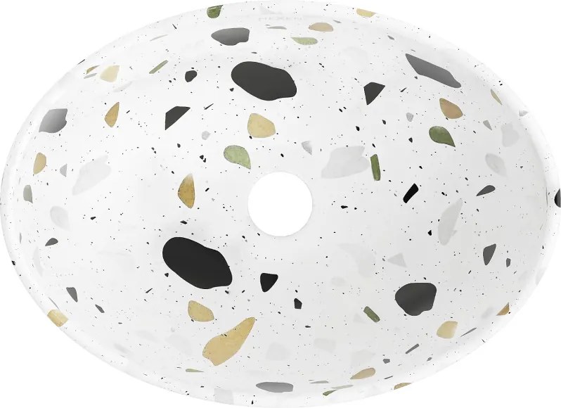 Mexen Elza bladmontage wastafel 40 x 33 cm, witte terrazzo steen - 21014083