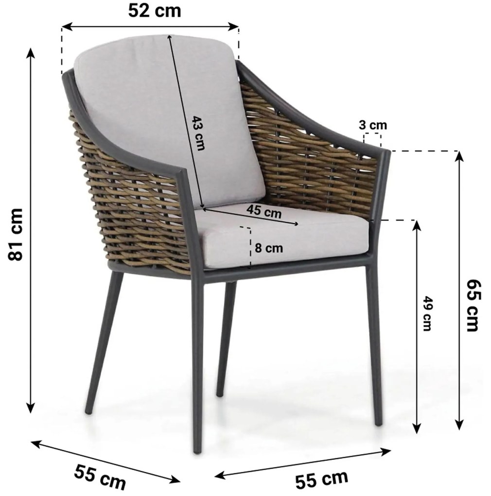 Tuinset Ronde Tuintafel 6 personen 160 cm Wicker Taupe  Coco Olivine/Rockville