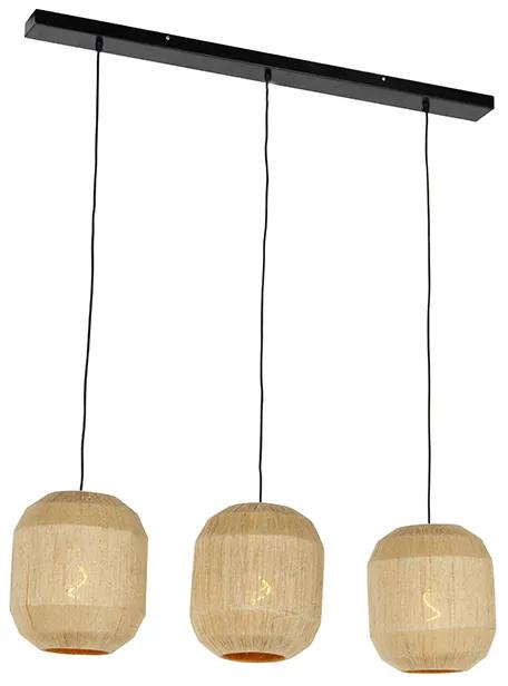 Eettafel / Eetkamer Oosterse hanglamp zwart met touw 3-lichts - RikiOosters E27 Binnenverlichting Lamp