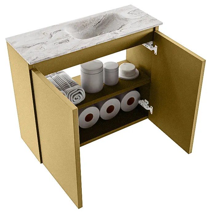 Mondiaz Ture DLux toiletmeubel 60cm oro met wastafel glace rechts zonder kraangat