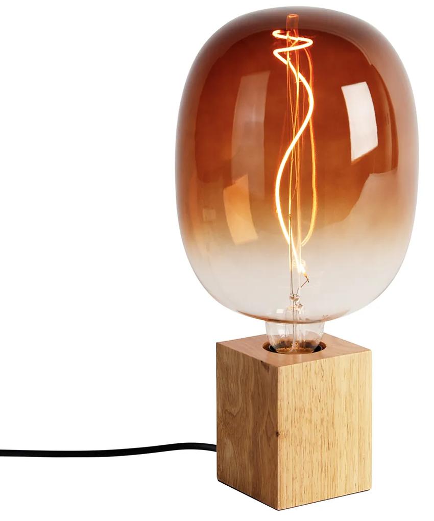 Landelijke tafellamp hout naturel incl. LED G170 - Bloc Landelijk E27 kubus / vierkant Binnenverlichting Lamp
