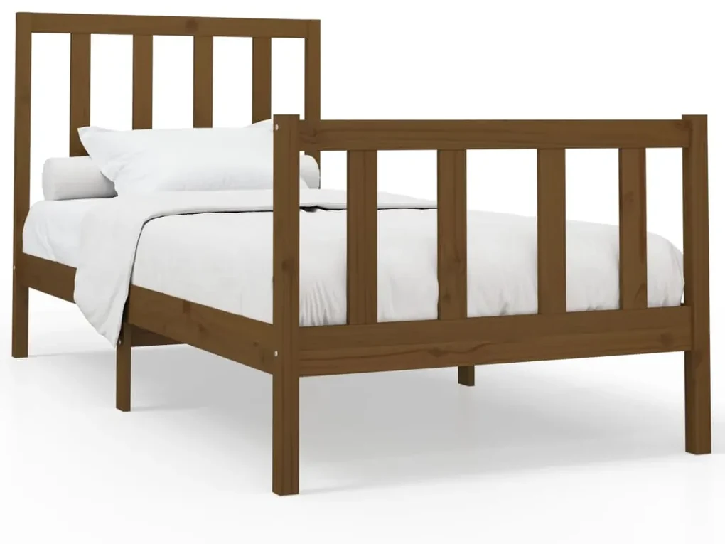vidaXL Bedframe massief grenenhout honingbruin 90x200 cm