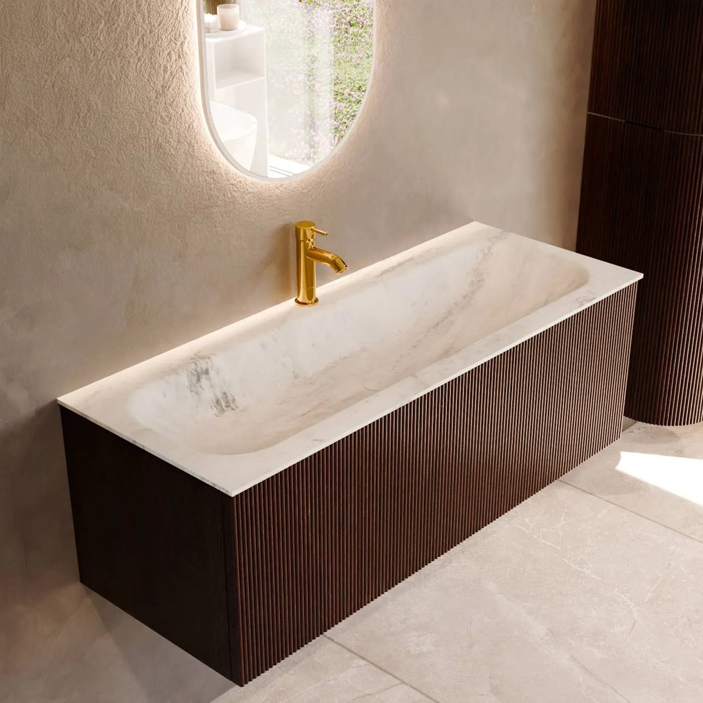 Mondiaz Kurve-dlux 120cm badmeubel ruby met 1 lade en wastafel big large midden 1 kraangat opalo