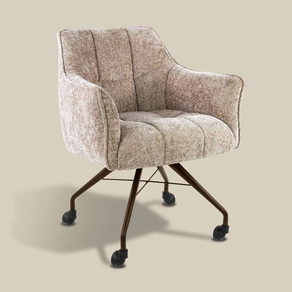 Raster Armstoel Met Wieltjes Beige