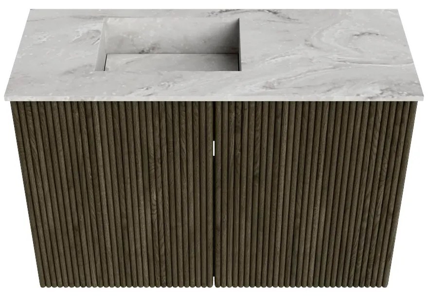 Mondiaz Joya DLux 60cm toiletmeubel shadow met wastafel faye links 1 kraangat glace
