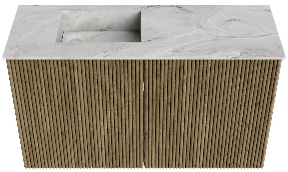Mondiaz Joya DLux 70cm toiletmeubel dusk met wastafel faye links 1 kraangat glace