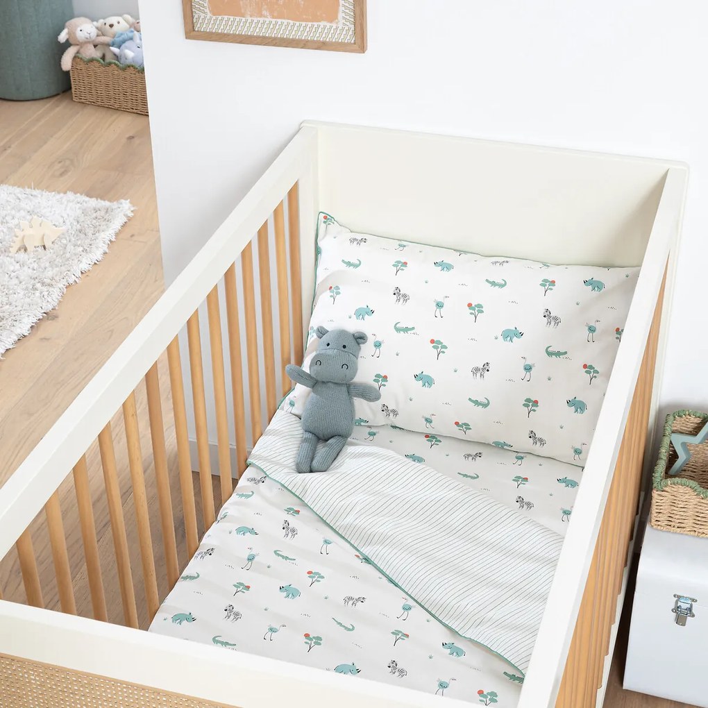 Hoeslaken voor kinderen, biologisch katoen, kap van 17 cm, dierenprint, SAVANE