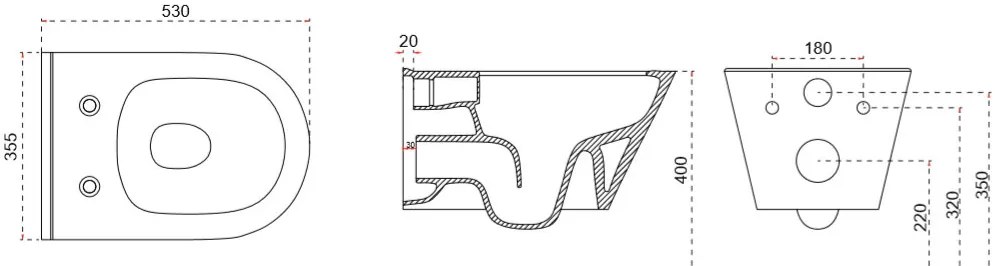 Mueller Monta randloze douche wc inclusief bidet 53cm mat wit